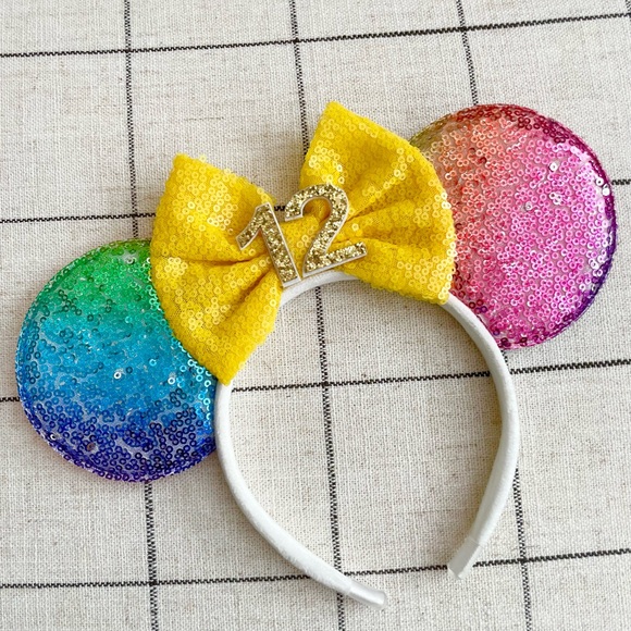 Other - Minnie Mouse Ears Ombre Rainbow Sequin 12th Birthday Headband